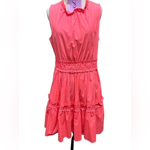 Lilly Pulitzer Elina Stretch Ruffle Dress in Coral Spritz - Picture 4 of 5